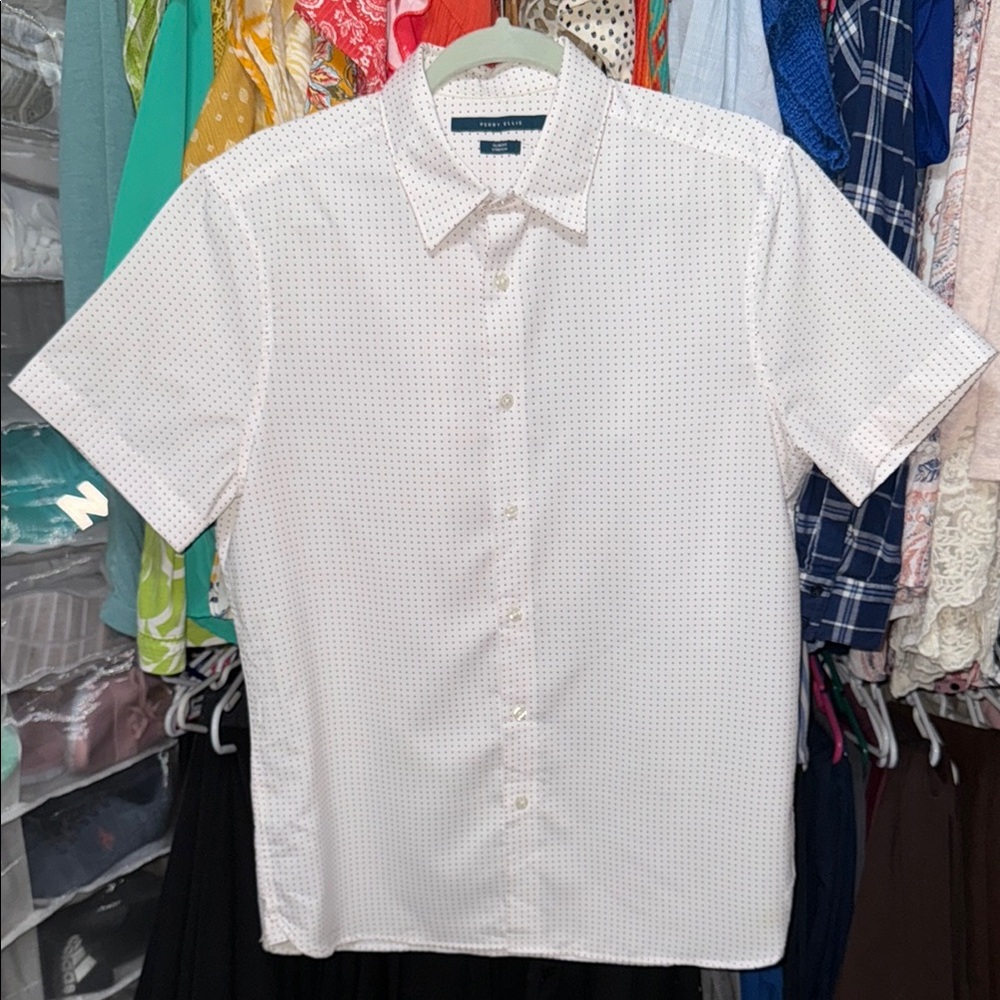 Perry Ellis Men's White Short Sleeve Shirt Size Medium